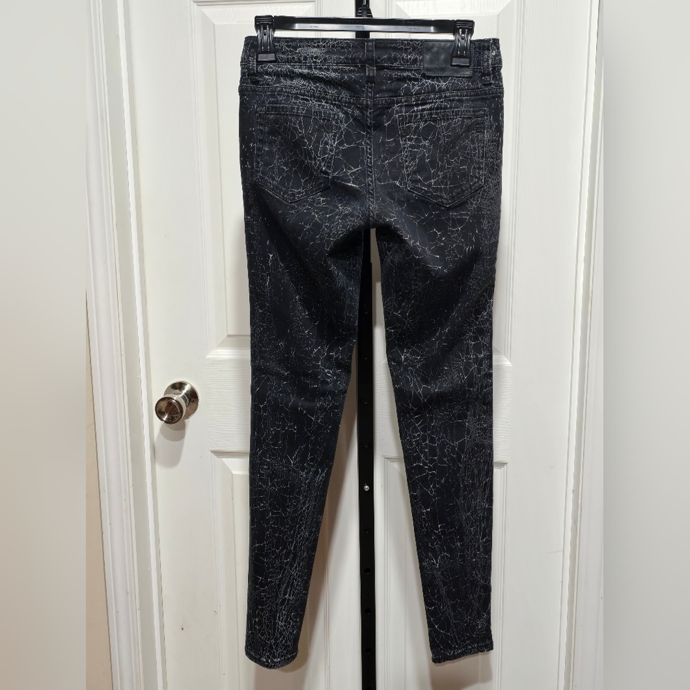Harley Davidson Black Crackle Distressed Skinny Jeans Size 27 - Picture 9 of 12